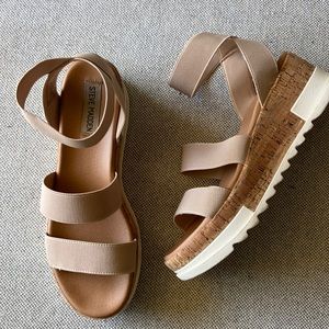 Steve Madden Bandi Elastic Cork Flatform Sandals